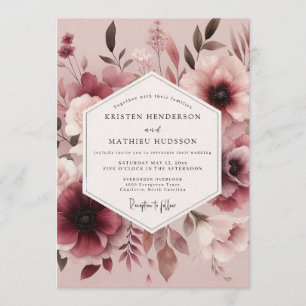 Invitation Mariage Anémone Aquarelle Mauve