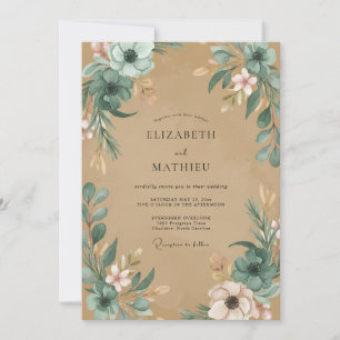 Invitation Mariage Anémone Ardoise Taupe