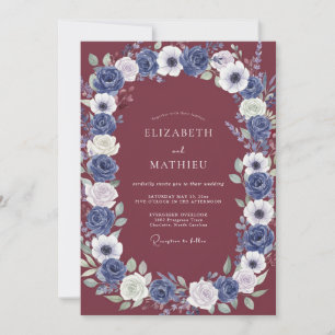 Invitation Mariage Anémone Ardoise Vin