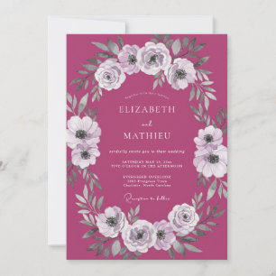 Invitation Mariage Anémone Blanche Mauve