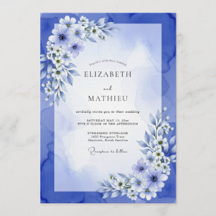 Invitation Mariage Anémone Bleu Pictural