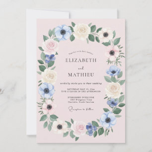 Invitation Mariage Anémone Crème et Bleuet