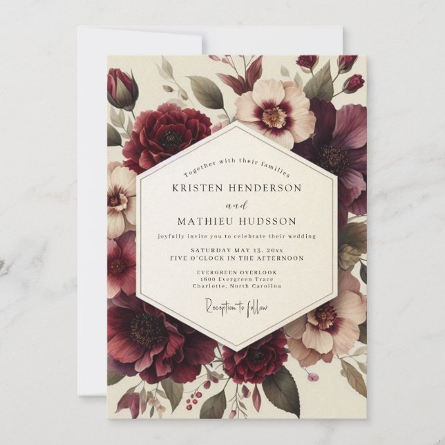 Invitation Mariage Anémone de Bourgogne de Grande Année (Devant)