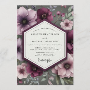 Invitation Mariage Anémone Dramatique prune