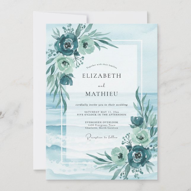 Invitation Mariage Anémone Ecume de Mer (Devant)
