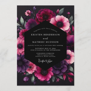 Invitation Mariage Anémone Fuchsia Dramatique