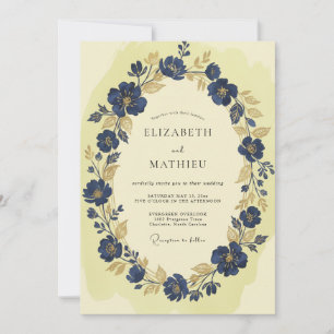 Invitation Mariage Anémone Indigo Or