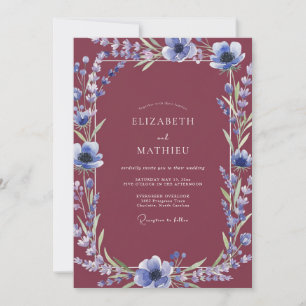 Invitation Mariage Anémone Indigo Vin