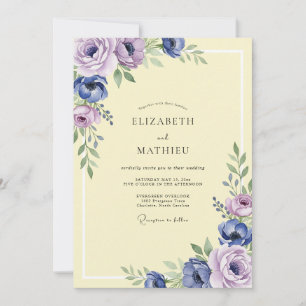 Invitation Mariage Anémone Lavande Beurre