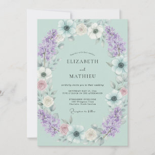 Invitation Mariage Anémone Lavande Mousse de Mer