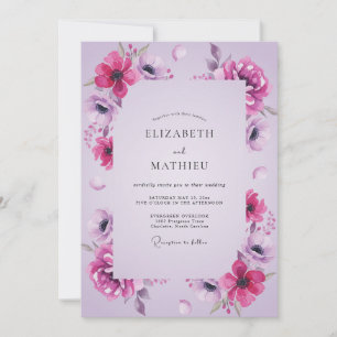 Invitation Mariage Anémone Lilas Magenta