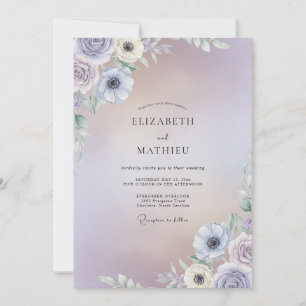 Invitation Mariage Anémone Lilas Pervenche