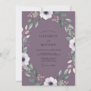 Invitation Mariage Anémone Mauve Poussiéreux