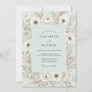 Invitation Mariage Anémone Menthe Pâle