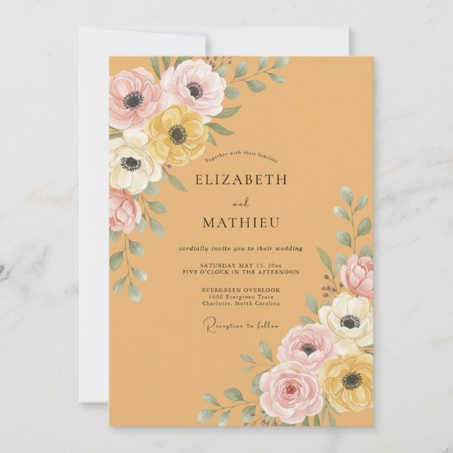 Invitation Mariage Anémone Miel (Devant)