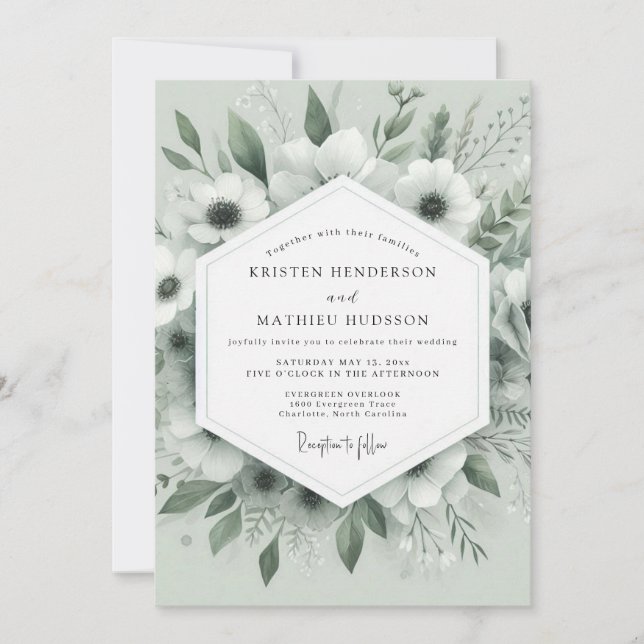 Invitation Mariage Anémone Murmurante de Sauge (Devant)