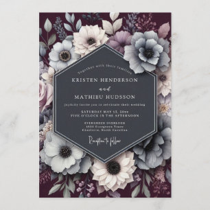 Invitation Mariage Anémone Nocturne au Prune