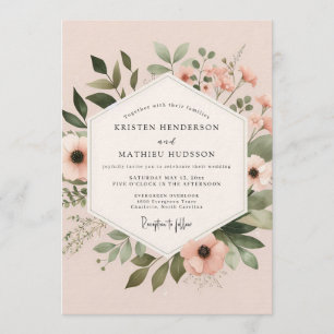 Invitation Mariage Anémone Peinte en Rougeur