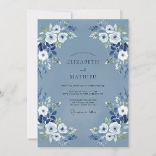 Invitation Mariage Anémone Pervenche Ardoise