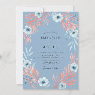 Invitation Mariage Anémone Rouille Bleuet