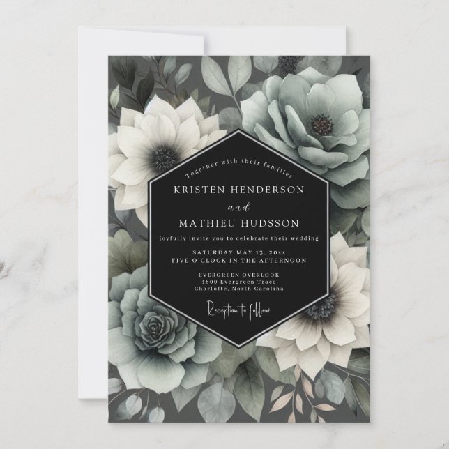 Invitation Mariage Anémone Slate Painterly (Devant)