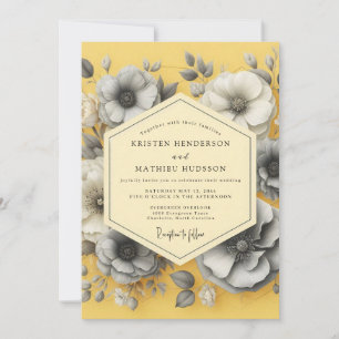 Invitation Mariage Anémone Sombre Canari