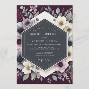 Invitation Mariage Anémone sombre prune