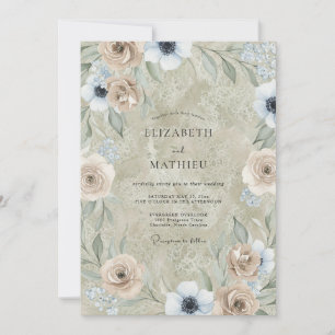 Invitation Mariage Anémone Taupe Perle