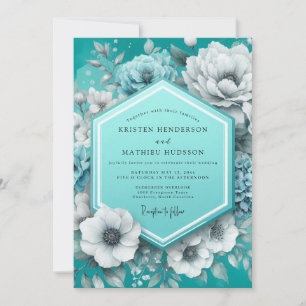 Invitation Mariage Anémone Teinté De Sarcelle