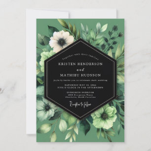 Invitation Mariage Anémone Verte Sage