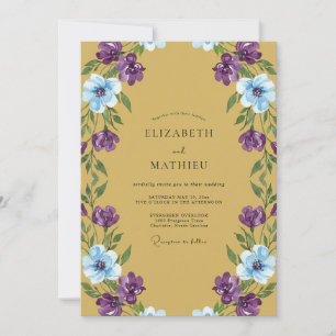 Invitation Mariage Anémone Violet Or