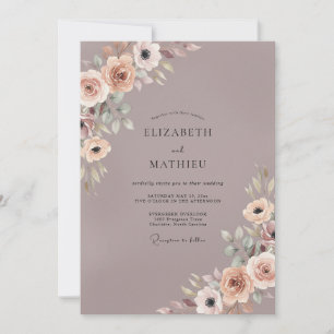 Invitation Mariage Anémone Violet Poussiéreux