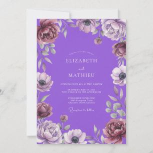 Invitation Mariage Anémone Violet Vibrant