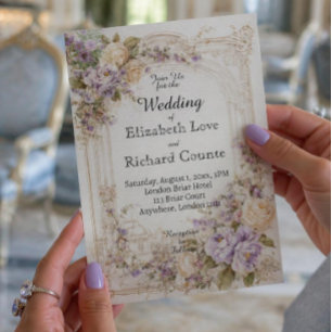 Invitation Mariage anglais de luxe floral vintage à l'ancienn