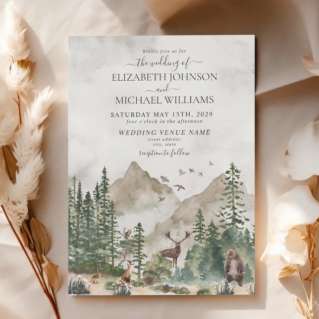 Invitation Mariage Animaux de la Forêt de Campagne (Créateur téléchargé)