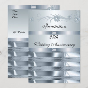 Invitation Mariage Anniversaire 25e Silver Blue