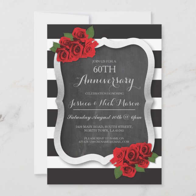 Invitation Mariage Anniversaire Argent Diamant 60e (Devant)