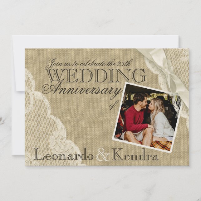 Invitation Mariage Anniversaire de Dentelle Vintage (Devant)