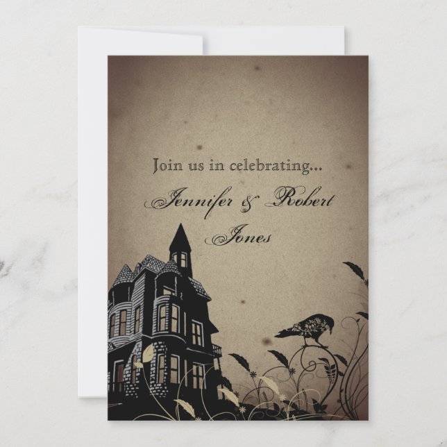 Invitation Mariage Anniversaire de Maison Gothique Vintage (Devant)