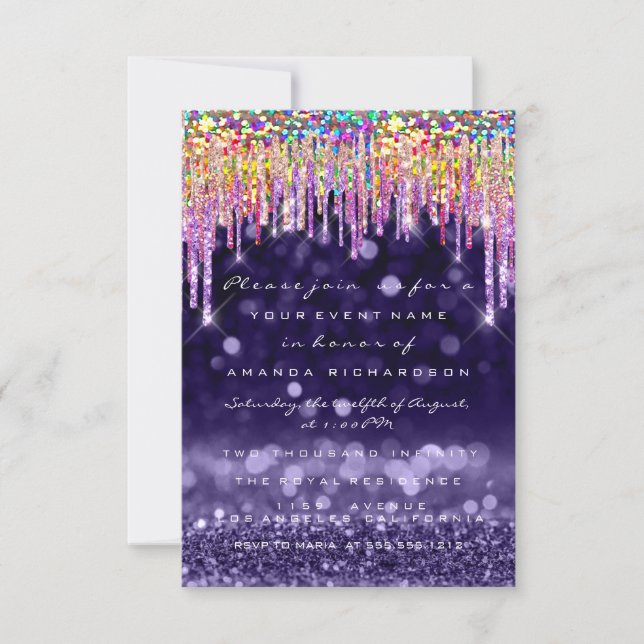 Invitation Mariage Anniversaire de Mariage Fête Violet Arc-en (Devant)
