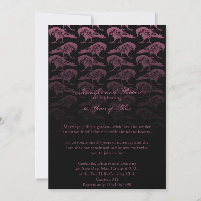 Invitation Mariage Anniversaire Gothique Purple Raven (Devant)