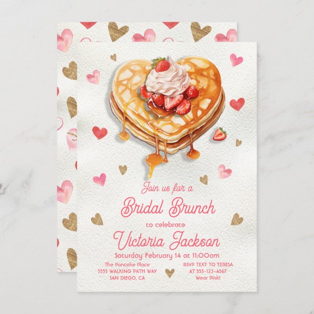 Invitation Mariage Anniversaire Pancake Heart Brunch (Devant / Derrière)
