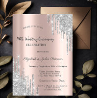 Mariage Anniversaire Rose Gold Gouttes de Paillett