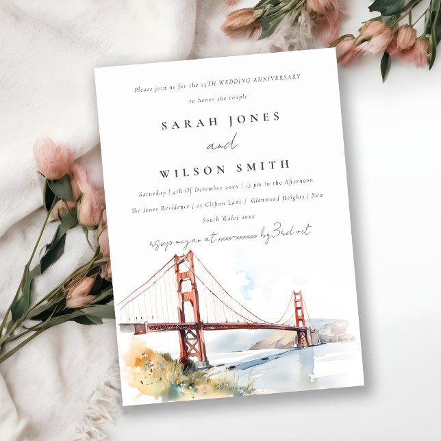 Invitation Mariage Anniversaire San Francisco Golden Gate  (Créateur téléchargé)