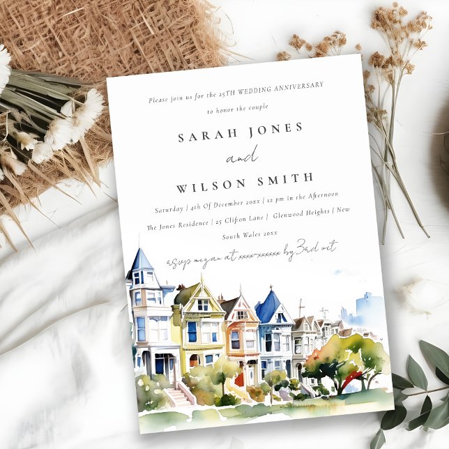 Invitation Mariage Anniversaire San Francisco Painted Ladies (Créateur téléchargé)