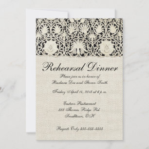 Invitation Mariage Antique Dentelle Lin Blanc Classique Joli