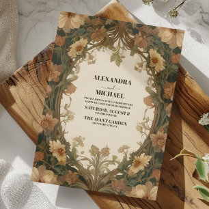 Invitation Mariage Antique Floral Art Nouveau