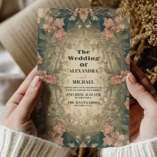 Invitation Mariage Antique Floral Art Nouveau Vintage