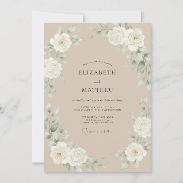 Invitation Mariage Antique Rose Champagne (Devant)