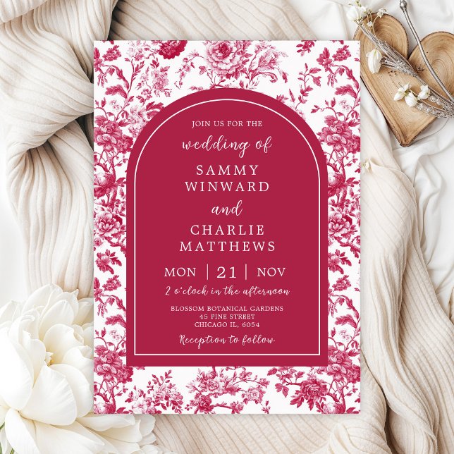Invitation Mariage Antique Rose Chinoiserie (Créateur téléchargé)